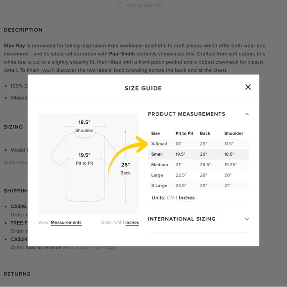 Paul Smith x Stan Ray Patch Pocket Tee, XS - Picture 10 of 11